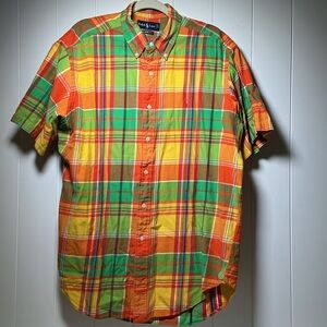 Ralph Lauren Size Large Classic Fit Colorful Plaid Button-Down Shirt Cotton